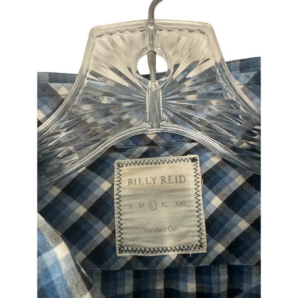 Billy Reid Men's Blue Black Plaid Casual Date Night Button Down Shirt Size Large - Picture 2 of 13